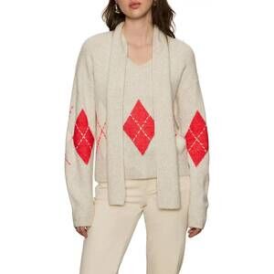 NEW SANCTUARY argyle scarf sweater in tulip multi